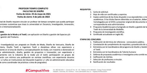 Convocatoria Docente Tiempo Completo - Universidad de Medellín